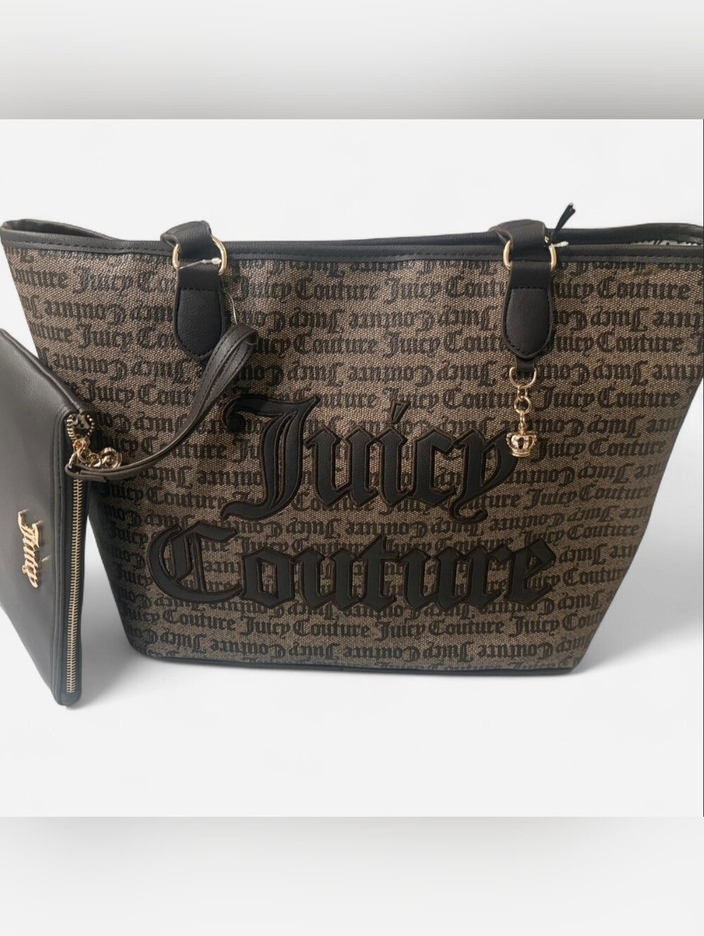 Juicy Couture Brown Logo Tote with Gold Charm